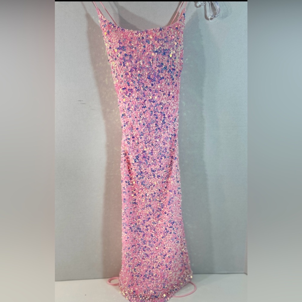 Primavera Couture Strapless Mini Pink Sequin Dress